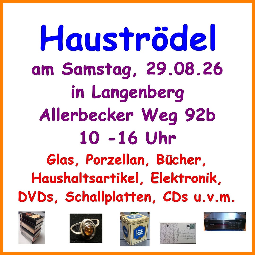 Flyer Hauströdel in Langenberg am 29. August 2026